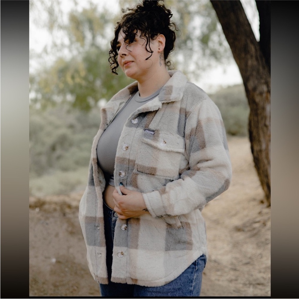 DIXXON Cream and Gray Teddy Jacket